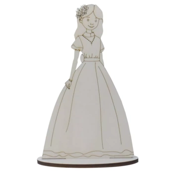Wooden Silhouette Girl Communion Headdress Flower Artis Decor