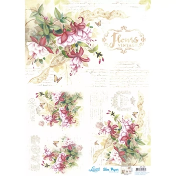 Wąski papier decoupage Fleurs Vintage Artis Decor 47,3x33,8cm