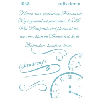 Plantilla de Stencil Manuscrito y Relojes Artis Decor 20x28,5cm