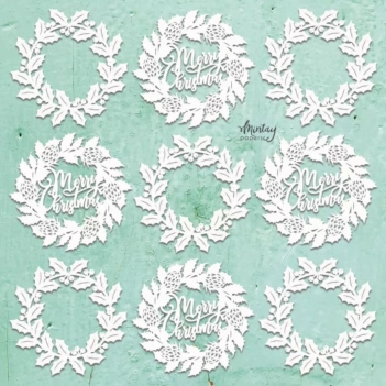 Die-cuts Chipboard Xmas Wreaths Mintay