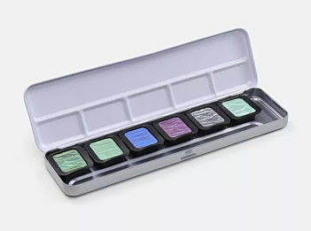 Caja Metálica de 6 Pigmentos Nacarados #01 Finetec