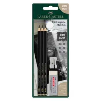 Set 5 stuks Ultra Black Pitt Grafiet Mat Faber-Castell