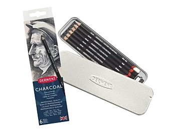 Caja metálica 6 piezas Charcoal Derwent