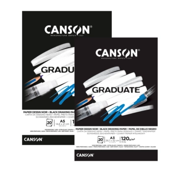 Canson Tekenblok Graduate Noir eenzijdig gelijmd Glad 120g/m²