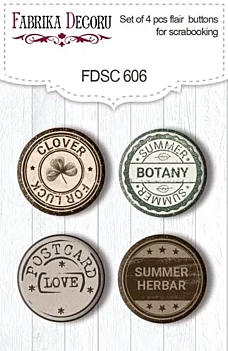 Zestaw 4 odznak z letnią historią botaniczną nr 3 Fabrika Decoru