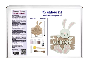 Placa de madeira Kit Bunny Welcome Fabrika Decoru
