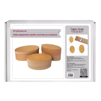Set mit 3 ovalen Geschenkboxen aus Kraftpapier von Fabrika Decoru