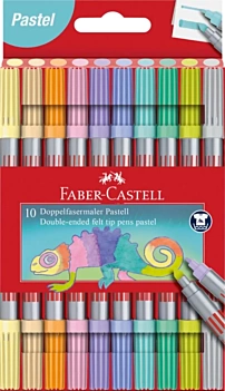 Faber Castell Set van 10 Grip Markers met Dubbele Punt Pastelkleuren