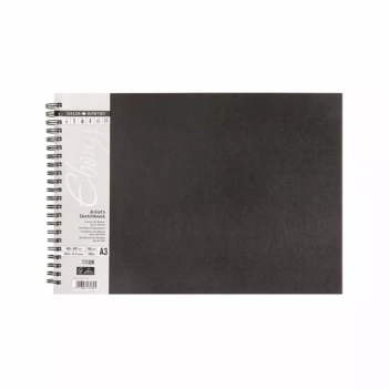 Daler-Rowney, A3-Querformat Ebenholz-Spiral-Skizzenbuch, schwarzer Einband, 