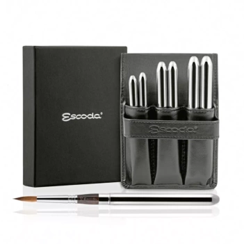 Estuche de Piel y 6 Pinceles de Viaje Óptimo 1241 Escoda