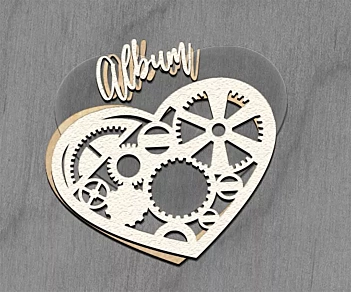 Wielowymiarowy mega zestaw do shakera Frame Heart with Gears White Fabrika Decoru