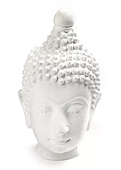 SUPER OFERTA **40%** Figura de Escayola Cabeza Buddha Blanco Powertex
