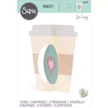 Wykrojnik Thinlits Card Caf autorstwa Jen Long dla Sizzix