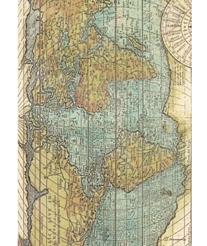 Carte du monde en papier de riz Autour du monde Stamperia 21x29,7cm