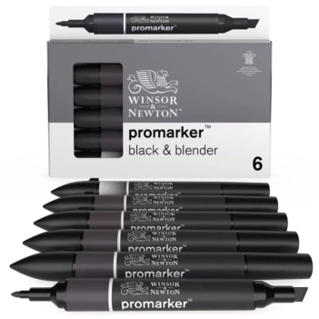 Zestaw 6 markerów Promarker Black & Blender Winsor & Newton