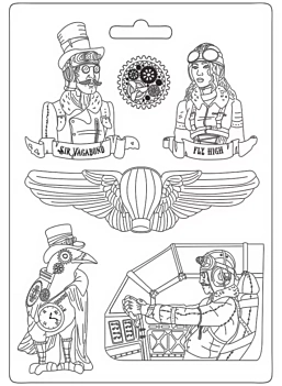 Flexibele mal Fly High Sir Vagabond Aviator Stamperia 21x29cm