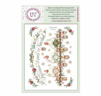 Adesivo trasparente UV “Galline che tessono” Dayka 14x19 cm