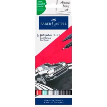 Karton mit 6 Autodesign-Markern Goldfaber Sketch Dual Faber-Castell