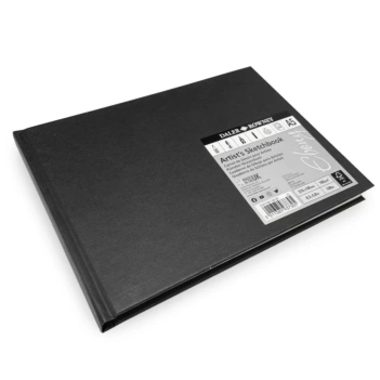 Daler-Rowney Skizzenbuch im Querformat, A5, Ebenholz, schwarzer Einband