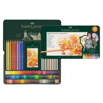 Metalletui mit 140 Polychromos-Bleistiften von Faber-Castell