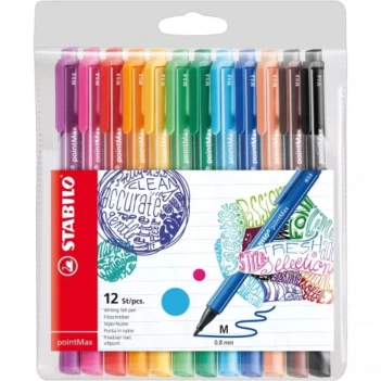Conjunto de 12 marcadores de ponta fina PointMax Stabilo