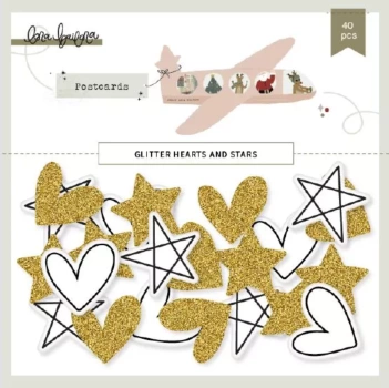 Estrellas y Corazones de Glitter Postcards Lora Bailora
