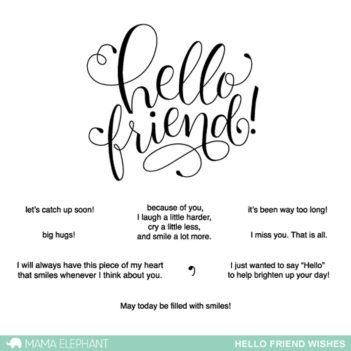 Set de sellos transparentes Hello Friend Wishes Mama Elephant