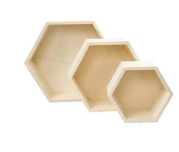 Set 3 zeshoekige houten kisten Creativ Company