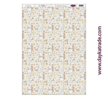 Fabric DTXM-2032 Background Pattern Boats Blessings Dayka 33x70cm