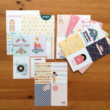 Set de scrapbooking Tarjetas Ilustraciones Retro Iriri Estudio 15x20cm