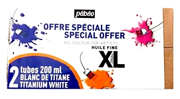 Pebeo Set van 2 XL Tubes Fijne Olieverf Titianium Wit 200ml