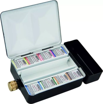 Metal box 8 half godets of watercolor Horadam Schmincke