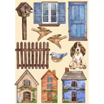 SUPER OFERTA **40%** Die-Cuts de Madera Casas Welcome Home Create Happiness Stamperia