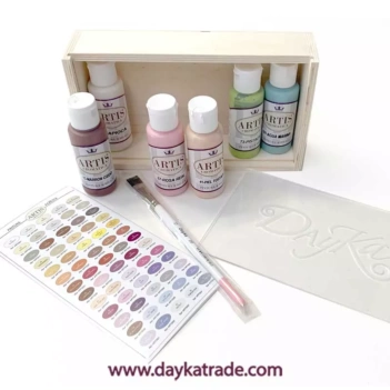 Caja de Madera 6 Acrílicos Artis Pastel Dayka 60ml