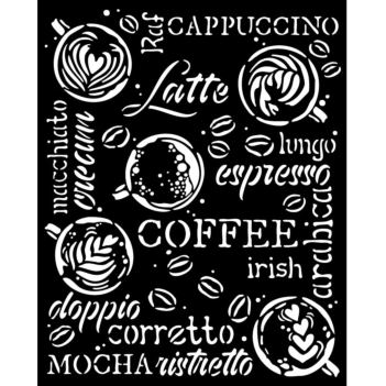 Plantilla de Stencil Capuccino Coffee & Chocolate Stamperia 20x25cm