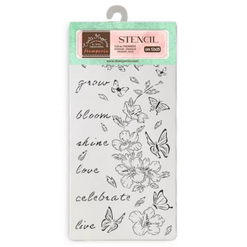 Modelo de estêncil Stamperia Diário Secreto Flores e Borboletas 12x25cm