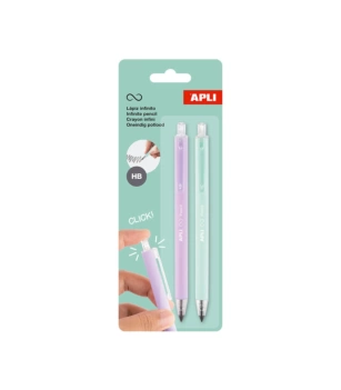 Pack 2 lápices grafito infinito retráctiles Lila y Mint Apli HB