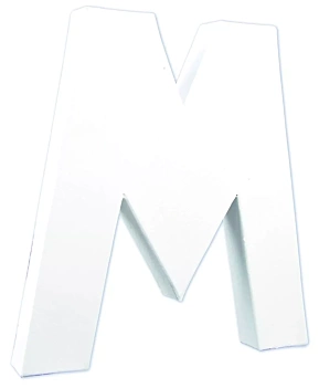 Letra M de cartón endurecido blanco