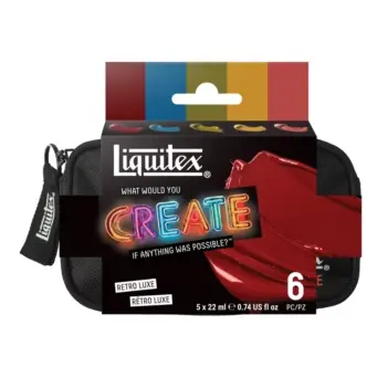 Set di 5 colori acrilici "Create Retro Luxe" + astuccio Liquitex da 22 ml