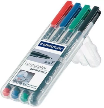 Set of 4 Lumocolor F Staedtler permanent markers