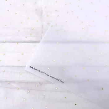 Kit de 10 Vellum Foil Hexágonos Holográficos Oro ModaScrap 30x30cm