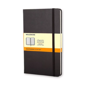 Moleskine Classic gestreiftes Notizbuch Hardcover Schwarz  9 x 14 cm