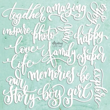 Die-Cuts Light Chipboard Filigree Word Set Mintay