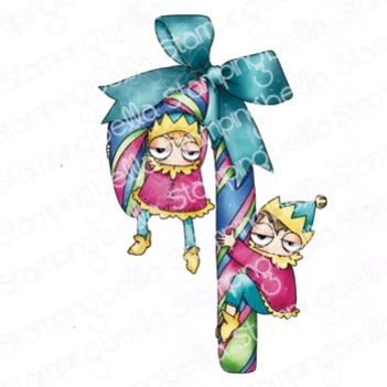 Oddball Candy Cane Elves Stamping Bella Gummistempel