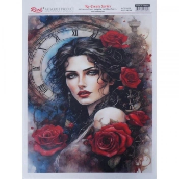 Papel de arroz Rosas vermelhas ricas 29x42cm