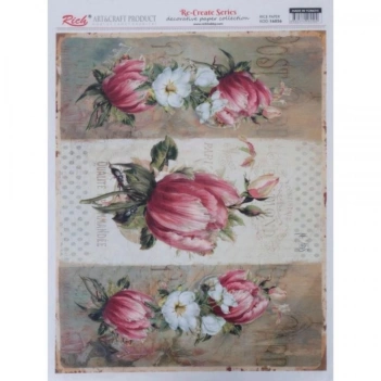 Papier de riz Tulipes roses Rich 29x42cm