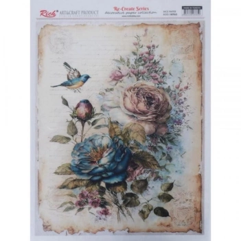 Carta di Riso Fiori e Uccelli Rich 29x42cm
