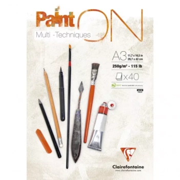 ClaireFontaine Bloc Paint'On Collé A3 250g/m²