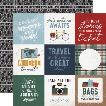 Papel 4x4 Journaling Cards Let’s Go Travel Echo Park 30x30cm