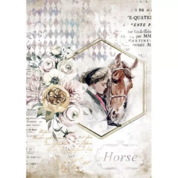 Papel de Arroz Lady Frame Romantic Horses Stamperia A4